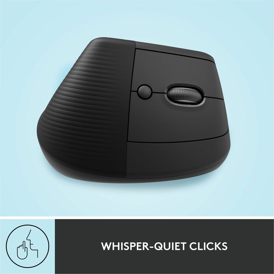 Logitech Lift Vertical Ergonomic Mouse - Wireless Bluetooth & Logi Bolt USB, Quiet Clicks, 6 Buttons, Graphite