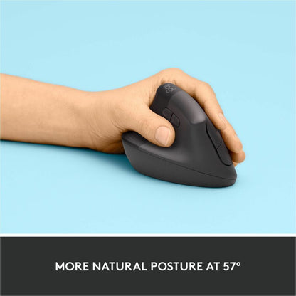 Logitech Lift Left Vertical Ergonomic Mouse – Wireless, Bluetooth & Logi Bolt USB – Quiet Clicks – Graphite