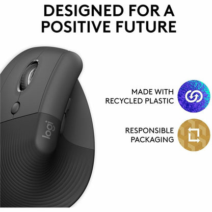 Logitech Lift Left Vertical Ergonomic Mouse – Wireless, Bluetooth & Logi Bolt USB – Quiet Clicks – Graphite
