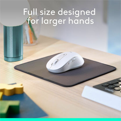 Logitech Signature M650 Wireless Mouse for Large Hands, 2-Year Battery Life, Silent Clicks, Raw White