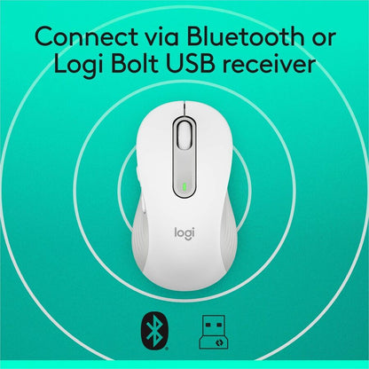 Logitech Signature M650 Wireless Mouse for Large Hands, 2-Year Battery Life, Silent Clicks, Raw White