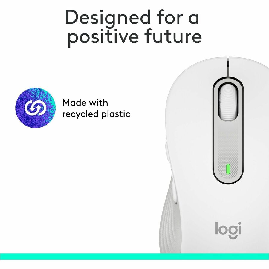 Logitech Signature M650 Wireless Mouse for Large Hands, 2-Year Battery Life, Silent Clicks, Raw White