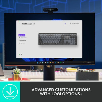 Logitech MX Mechanical Wireless Illuminated Keyboard with Tactile Quiet Switches - Graphite