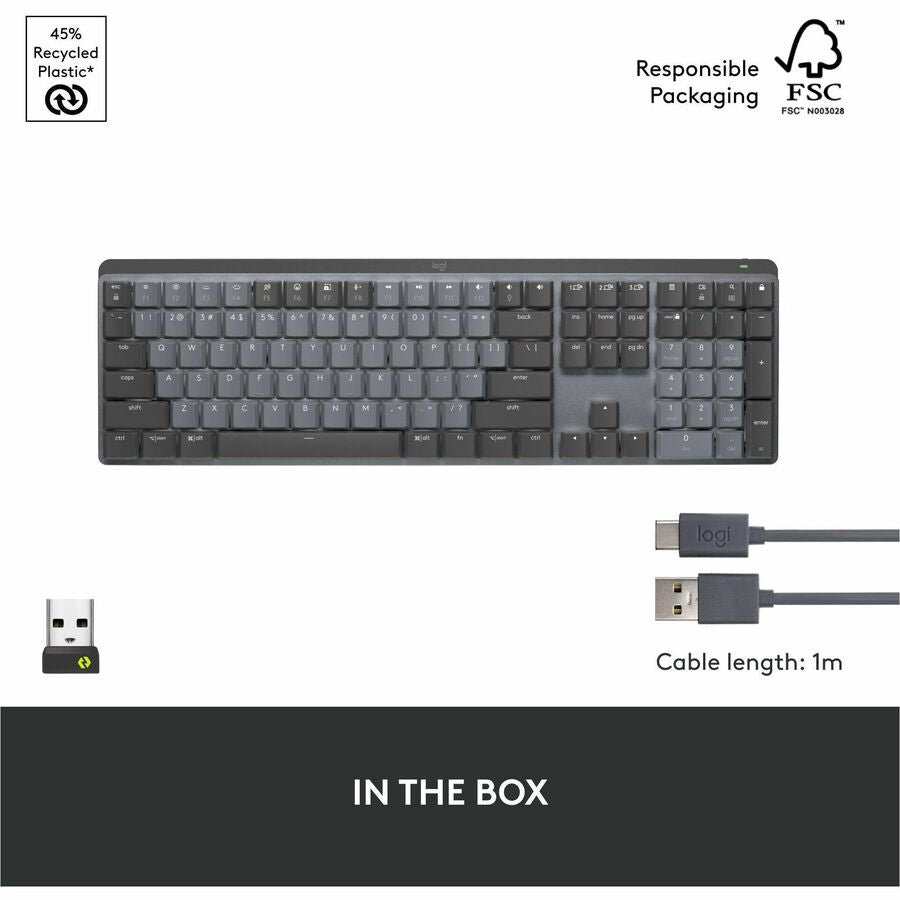 Logitech MX Mechanical Wireless Illuminated Keyboard with Tactile Quiet Switches - Graphite