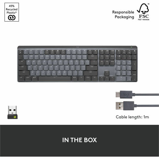 Logitech MX Mechanical Wireless Illuminated Keyboard with Tactile Quiet Switches - Graphite