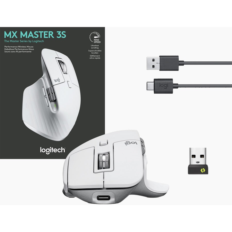 Logitech MX Master 3S Wireless Performance Mouse with 8K DPI, Quiet Clicks, and MagSpeed Scrolling - Pale Gray