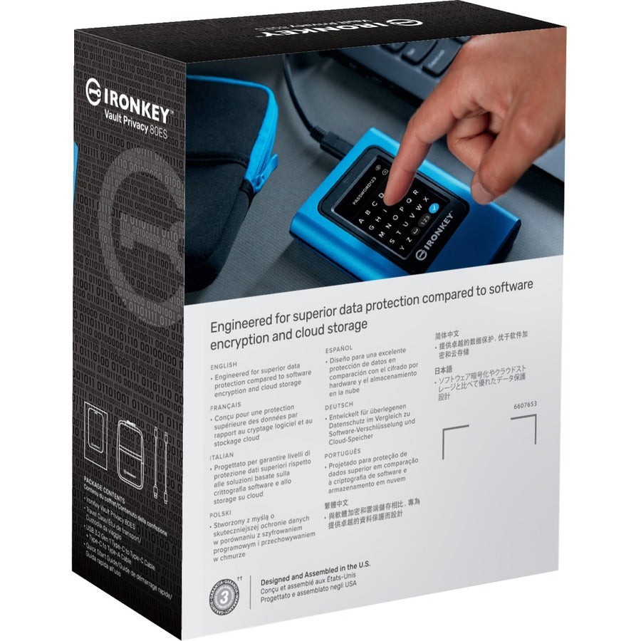 Kingston IronKey Vault Privacy 80 External SSD - 960GB Portable Encrypted Drive with Touchscreen