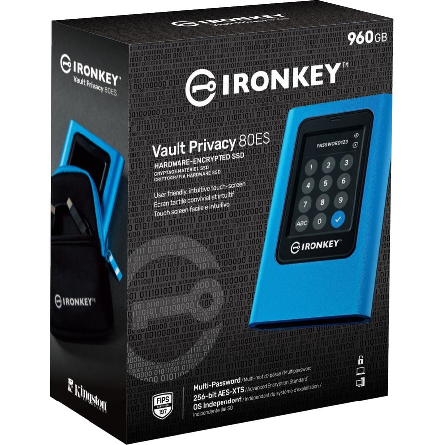 Kingston IronKey Vault Privacy 80 External SSD - 960GB Portable Encrypted Drive with Touchscreen