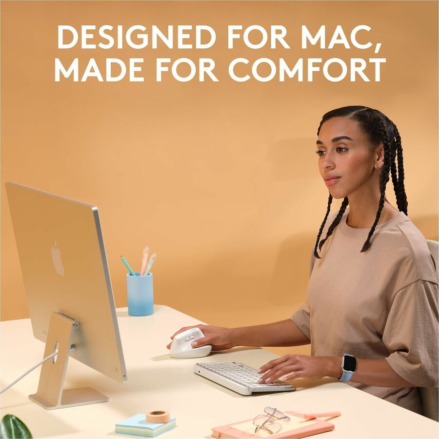 Logitech Lift for Mac Off-White Wireless Vertical Ergonomic Mouse (Part Number 910-006471)