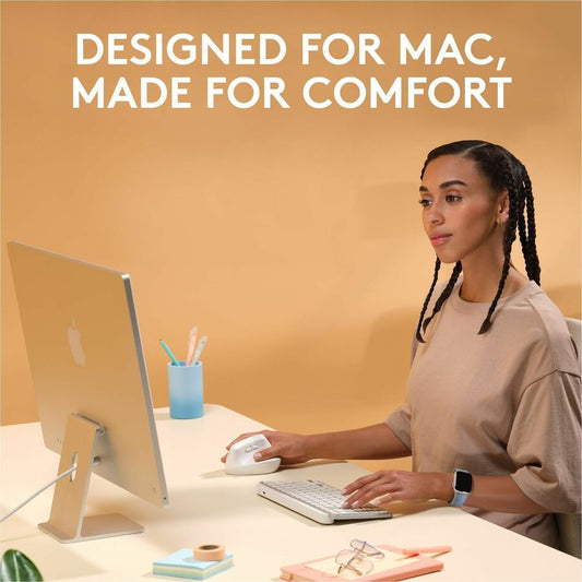 Logitech Lift for Mac Off-White Wireless Vertical Ergonomic Mouse (Part Number 910-006471)