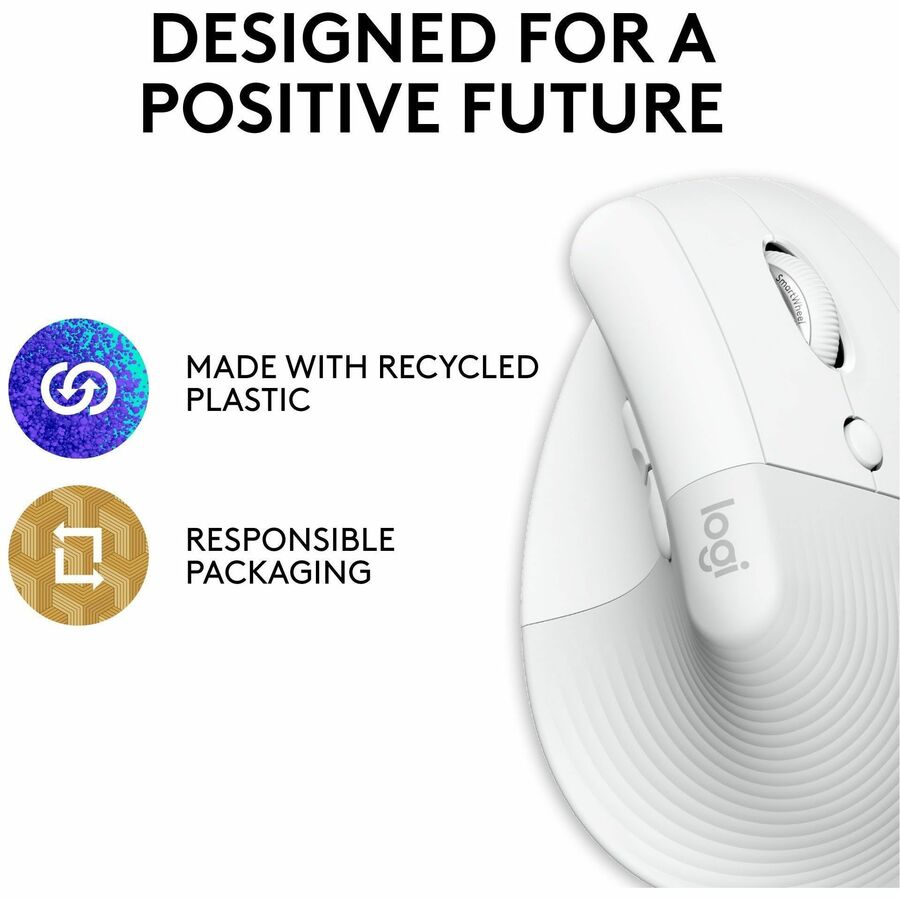 Logitech Lift for Mac Off-White Wireless Vertical Ergonomic Mouse (Part Number 910-006471)