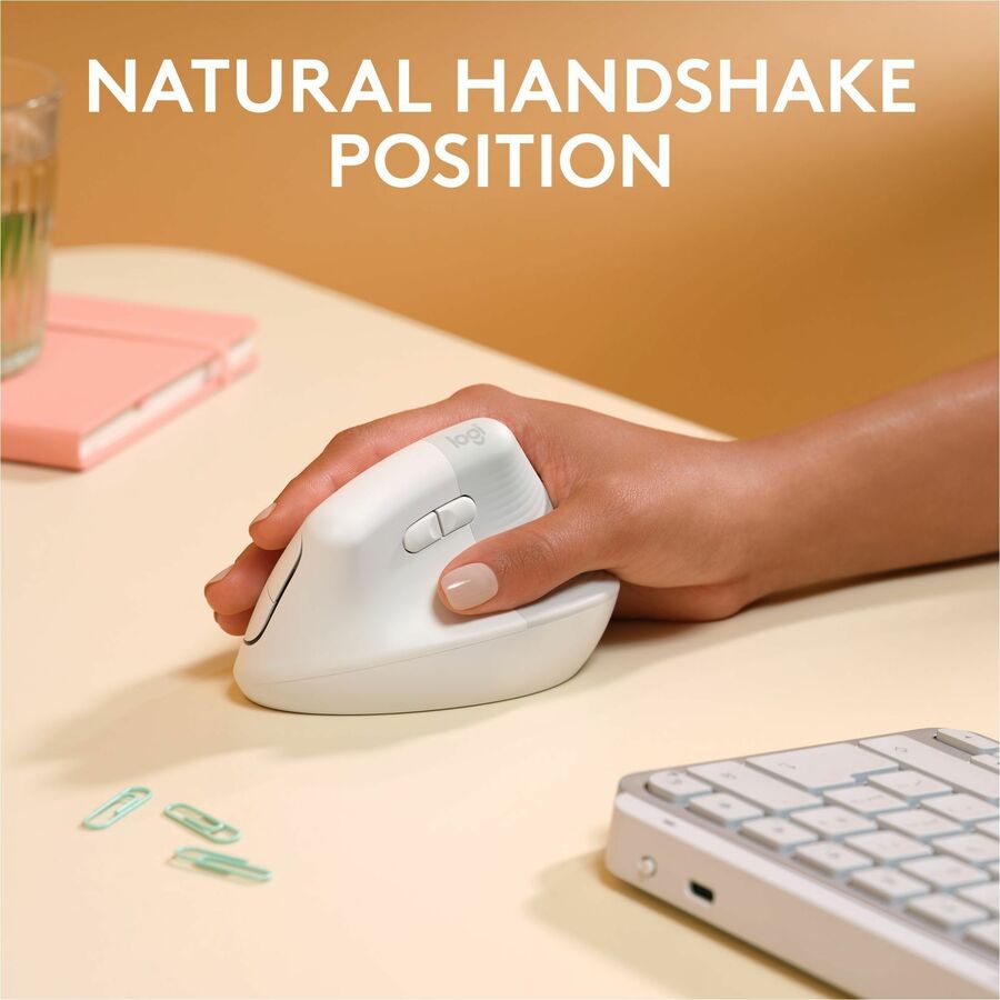 Logitech Lift for Mac Off-White Wireless Vertical Ergonomic Mouse (Part Number 910-006471)