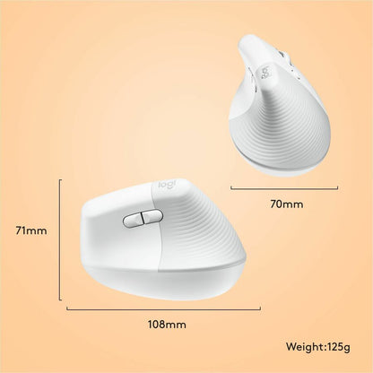 Logitech Lift for Mac Off-White Wireless Vertical Ergonomic Mouse (Part Number 910-006471)