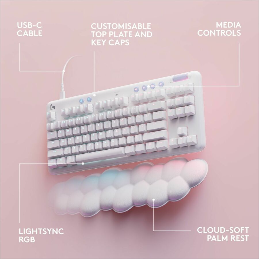Logitech G713 Aurora Collection Mechanical Gaming Keyboard with RGB Backlit and Cloud-Shaped Palm Rest