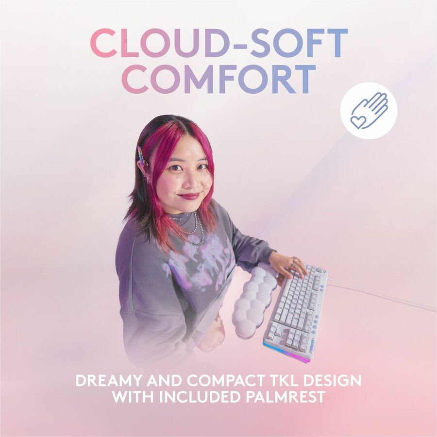 Logitech G713 Aurora Collection Mechanical Gaming Keyboard with RGB Backlit and Cloud-Shaped Palm Rest