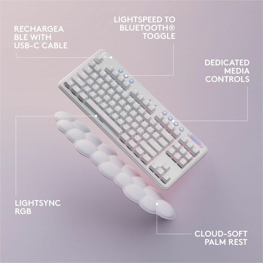 Logitech G715 Wireless Mechanical Gaming Keyboard – Aurora Collection with RGB Backlight and Cloud-Soft Palm Rest