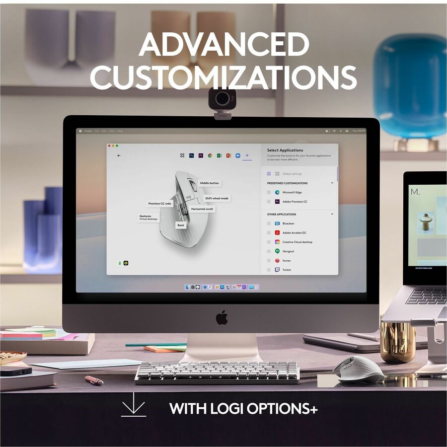 Logitech MX Master 3S for Mac Wireless Bluetooth Mouse - Pale Gray with 8K DPI, Quiet Clicks, MagSpeed Scrolling
