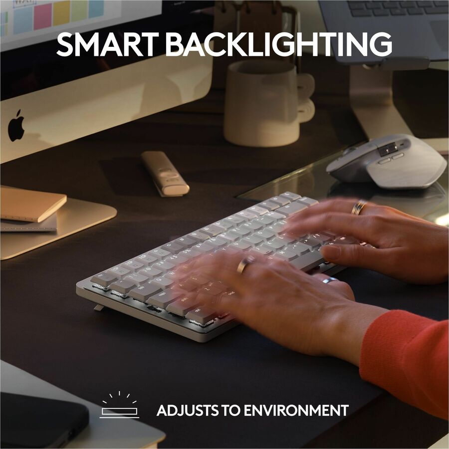 Logitech MX Mechanical Mini for Mac Wireless Illuminated Keyboard with Low-Profile Tactile Quiet Switches, Pale Gray
