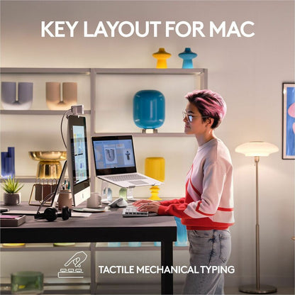 Logitech MX Mechanical Mini for Mac Wireless Illuminated Keyboard with Low-Profile Tactile Quiet Switches, Pale Gray