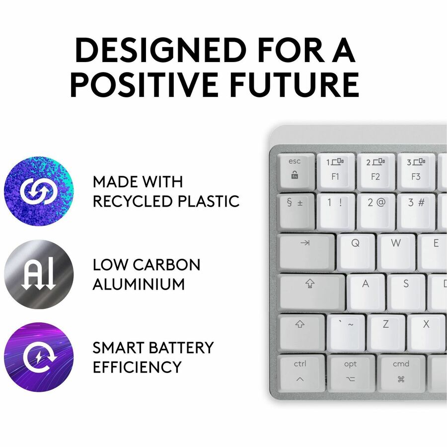 Logitech MX Mechanical Mini for Mac Wireless Illuminated Keyboard with Low-Profile Tactile Quiet Switches, Pale Gray