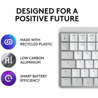 Logitech MX Mechanical Mini for Mac Wireless Illuminated Keyboard with Low-Profile Tactile Quiet Switches, Pale Gray
