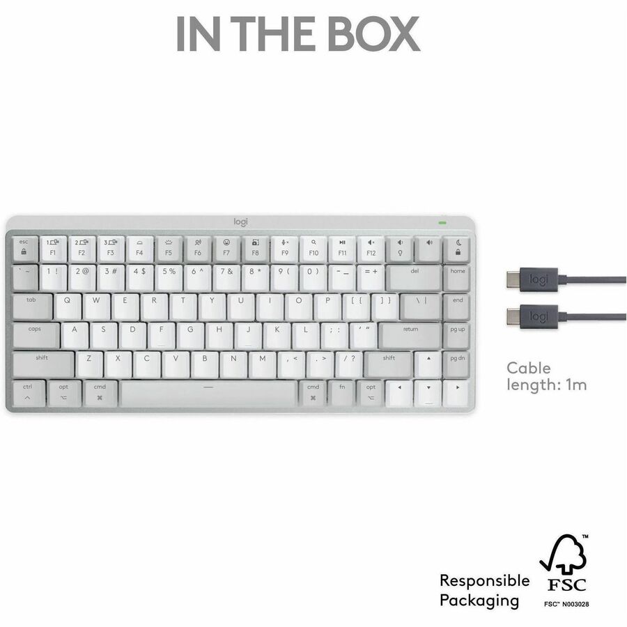 Logitech MX Mechanical Mini for Mac Wireless Illuminated Keyboard with Low-Profile Tactile Quiet Switches, Pale Gray