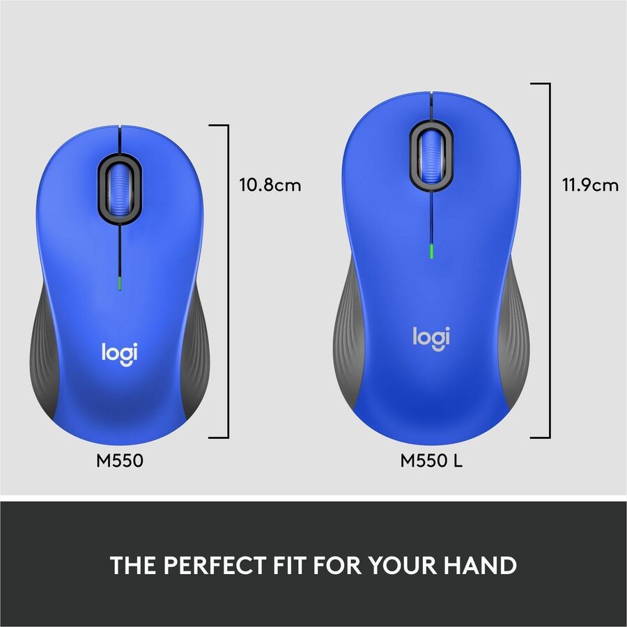 Logitech Signature M550 L Wireless Mouse for Large Hands - Bluetooth, Silent Clicks, 2-Year Battery Life, Blue