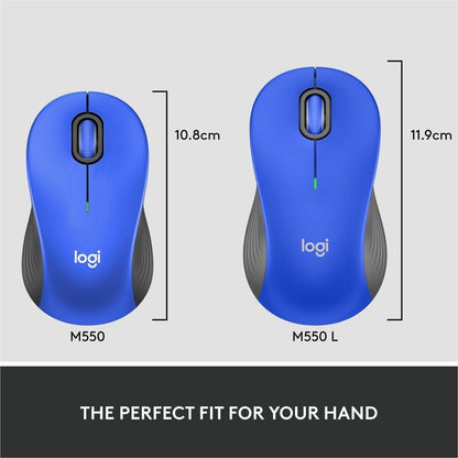 Logitech Signature M550 L Wireless Mouse for Large Hands - Bluetooth, Silent Clicks, 2-Year Battery Life, Blue