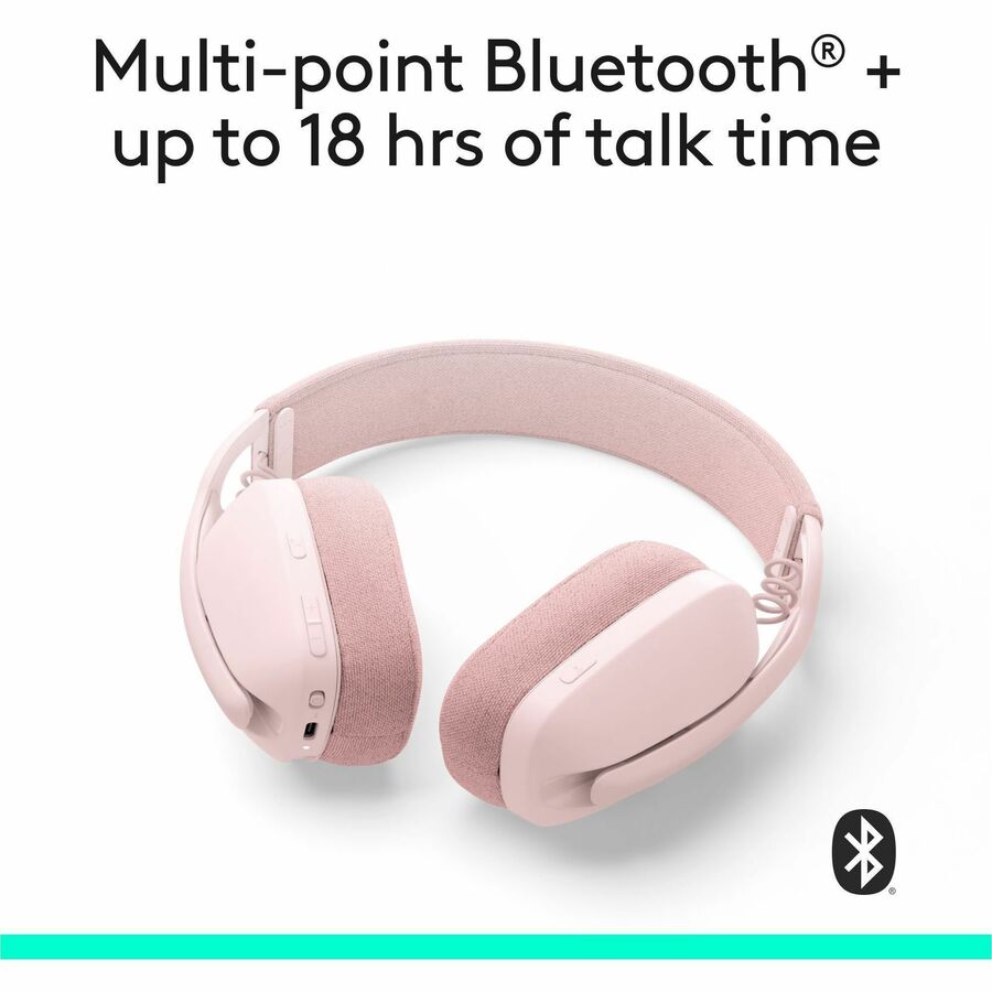 Logitech Zone Vibe 100 Wireless Over Ear Headphones - Rose