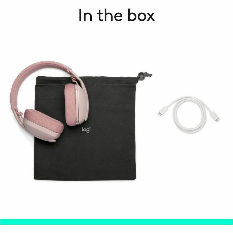 Logitech Zone Vibe 100 Wireless Over Ear Headphones - Rose