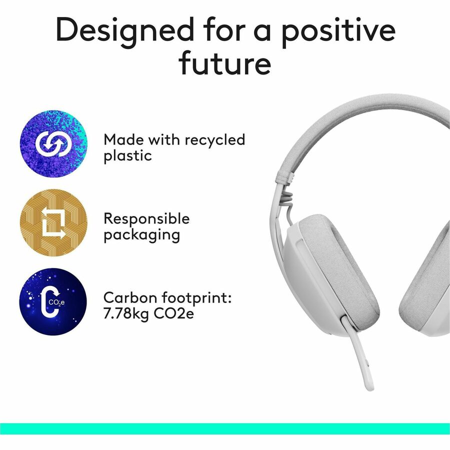Logitech Zone Vibe 100 Wireless Over-Ear Headphones with Noise Cancelling Microphone - Off White