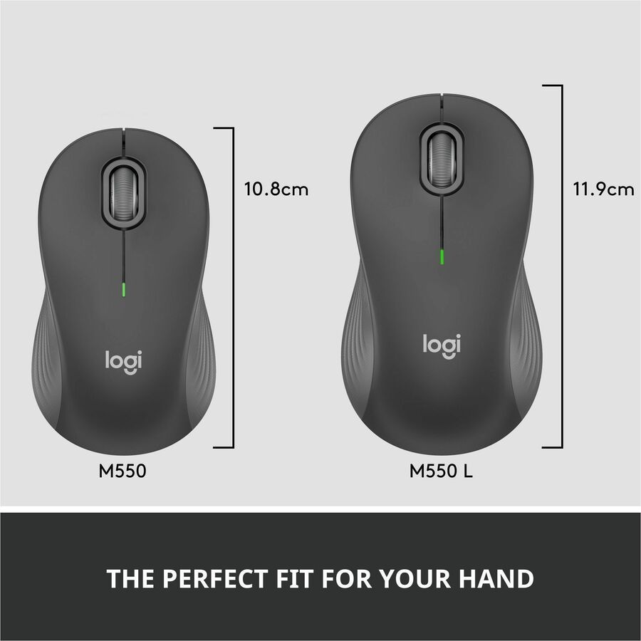 Logitech Signature M550 Wireless Mouse – Compact, Silent Clicks, Bluetooth & USB Connectivity, 2-Year Battery Life, Graphite