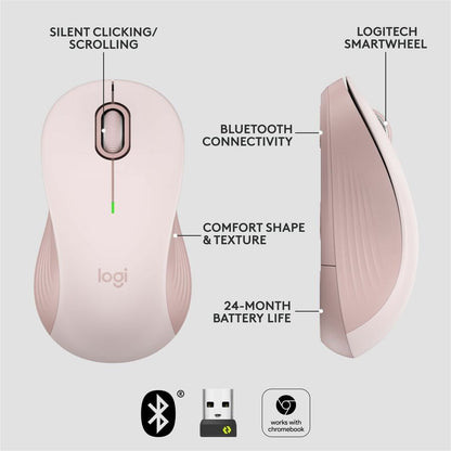 Logitech Signature M550 Wireless Mouse - Small to Medium Hands, Silent Clicks, Rose
