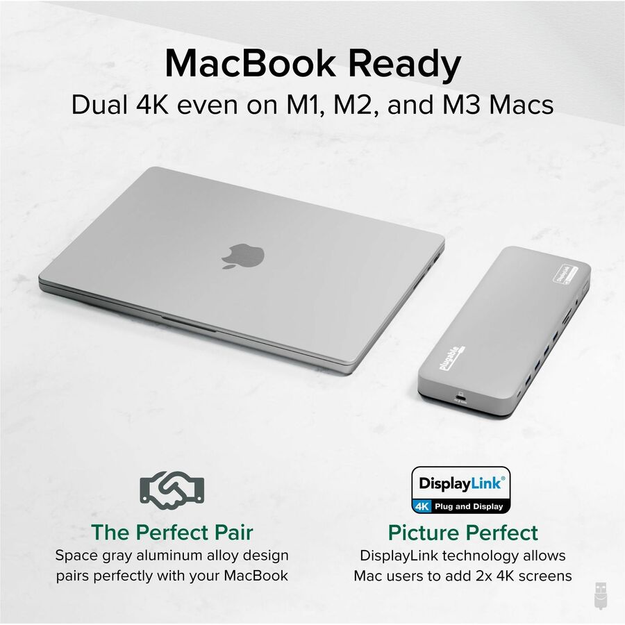 Plugable UD-6950PDH Docking Station for Mac and PC – Dual 4K Monitor Support with 14 Ports