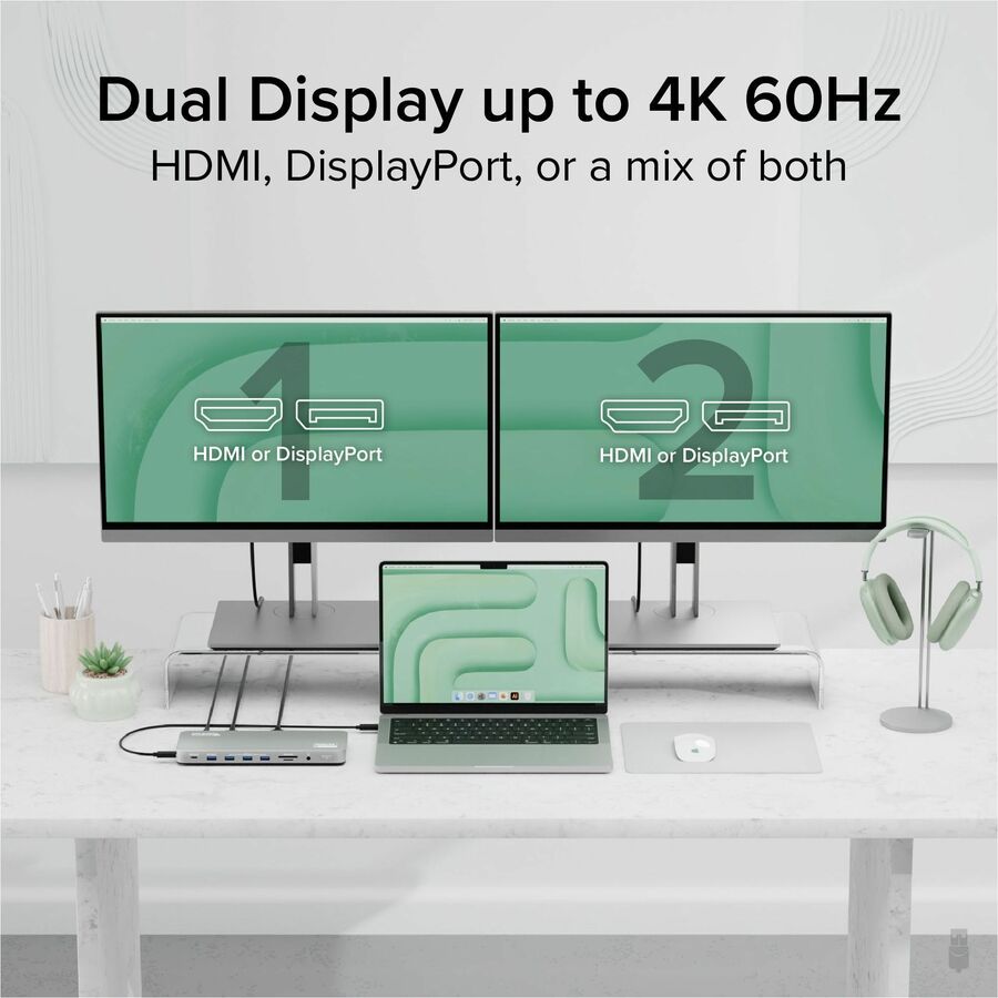 Plugable UD-6950PDH Docking Station for Mac and PC – Dual 4K Monitor Support with 14 Ports