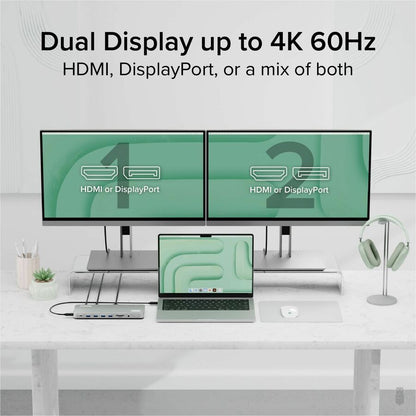 Plugable UD-6950PDH Docking Station for Mac and PC – Dual 4K Monitor Support with 14 Ports