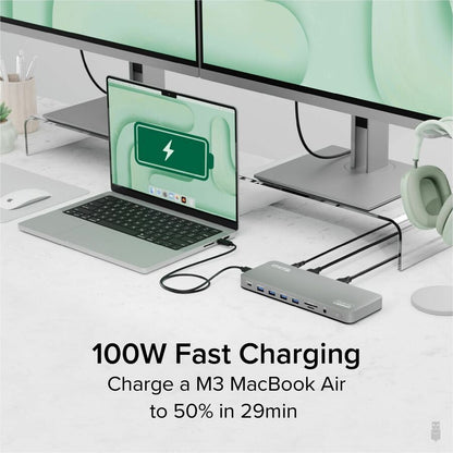 Plugable UD-6950PDH Docking Station for Mac and PC – Dual 4K Monitor Support with 14 Ports