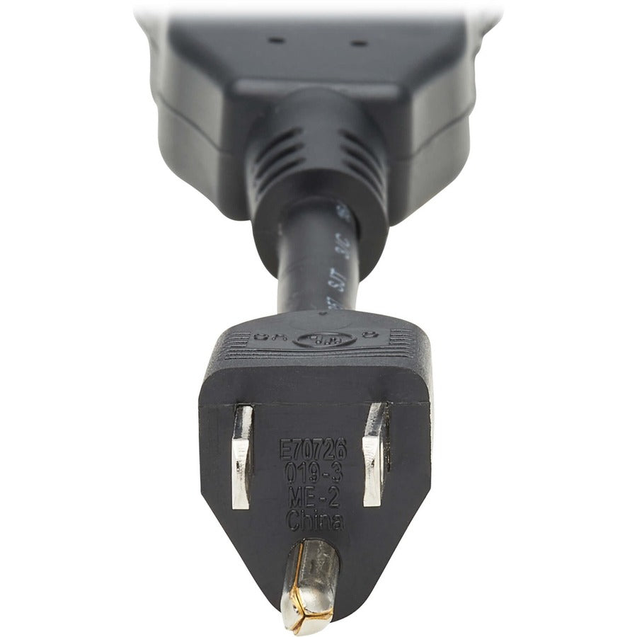 Eaton Tripp Lite Series NEMA 5-15P to Dual NEMA 5-15R Power Cord Splitter, 1 ft. Black