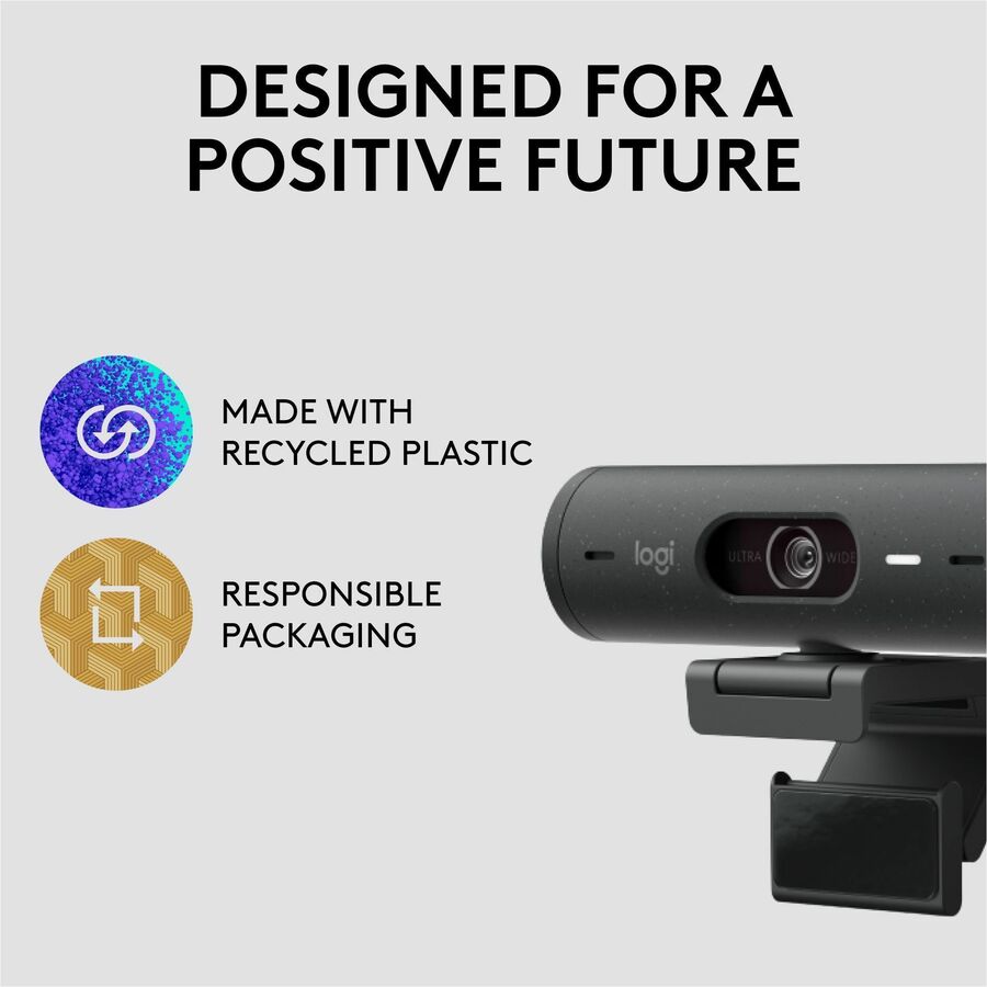 Logitech Brio 500 Full HD Webcam with Auto Framing, Noise-Reducing Microphones and Privacy Shutter - Graphite
