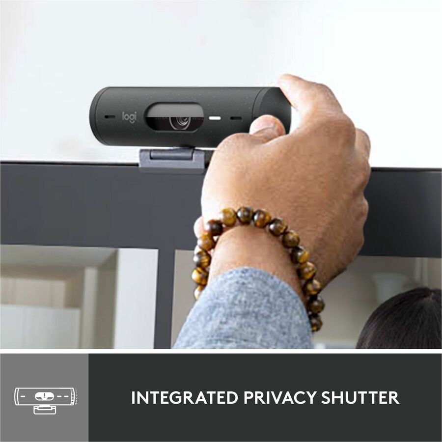 Logitech Brio 500 Full HD Webcam with Auto Framing, Noise-Reducing Microphones and Privacy Shutter - Graphite