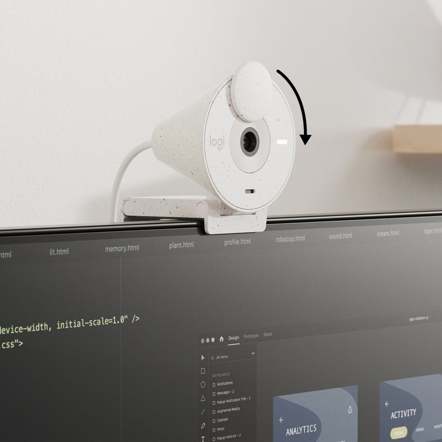 Logitech BRIO Webcam - 2 Megapixel, 1080p HD Video, USB Type C, Off White