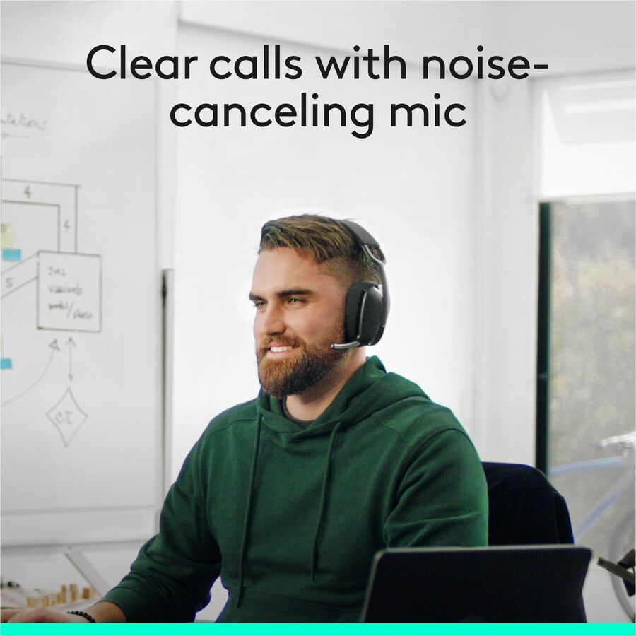 Logitech Zone Vibe Wireless Bluetooth Headset with USB-C Receiver and Noise-Canceling Microphone