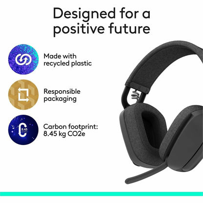 Logitech Zone Vibe Wireless Bluetooth Headset with USB-C Receiver and Noise-Canceling Microphone