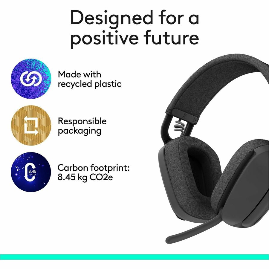 Logitech Zone Vibe Wireless Bluetooth Headset with USB-C Receiver and Noise-Canceling Microphone