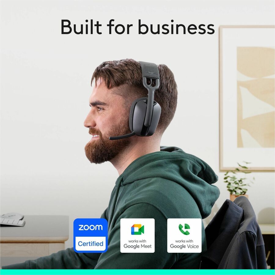Logitech Zone Vibe Wireless Bluetooth Headset with USB-C Receiver and Noise-Canceling Microphone