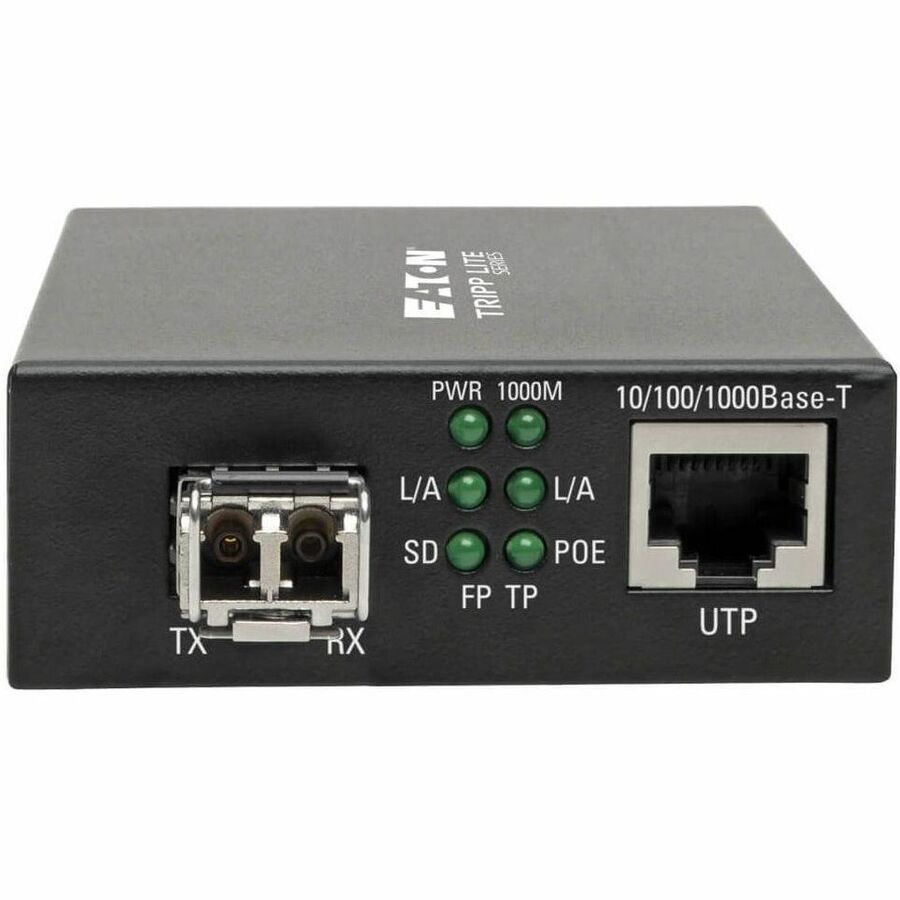 Eaton Tripp Lite Series Gigabit Multimode Fiber to Ethernet Media Converter N785-INT-PLCMM1 with PoE+ Support