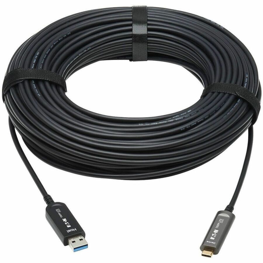 Eaton Tripp Lite Series USB-A to USB-C Fiber Optic Extension Cable (M/M) - 30 meters, USB 3.2 Gen 2, Plenum-Rated, Black