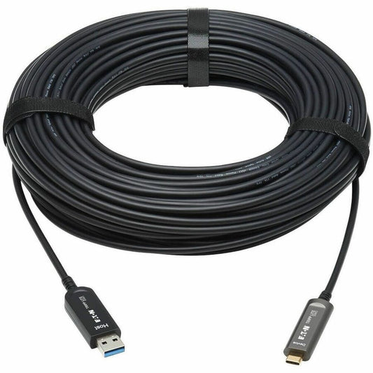 Eaton Tripp Lite Series USB-A to USB-C Fiber Optic Extension Cable (M/M) - 30 meters, USB 3.2 Gen 2, Plenum-Rated, Black