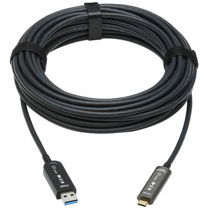 Eaton Tripp Lite Series U428F-15M-D321 USB-A to USB-C Fiber Optic Data Transfer Cable – 15 M (49 ft.), USB 3.2 Gen 2, Active Optical, Plenum Rated, Black
