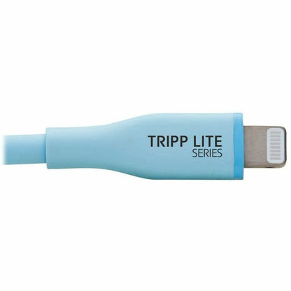 Eaton Tripp Lite Series Safe-IT USB-C to Lightning Data Transfer Cable - 6 ft., Light Blue, MFi Certified, USB 2.0, Antibacterial & Flexible Silicone Jacket